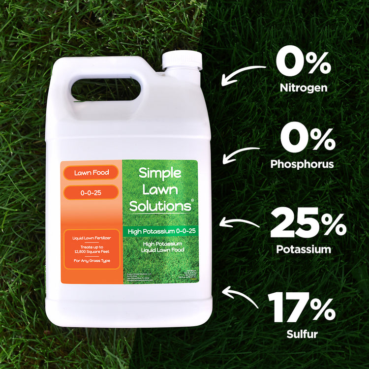 high potassium and sulfur fertilizer on a green lawn