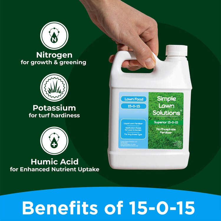 Phosphorus free fertilizer in front of a green background