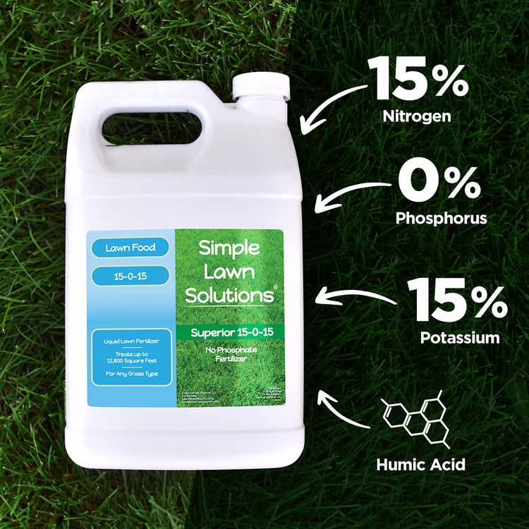 liquid nitrogen and potassium fertilizer on a green lawn.
