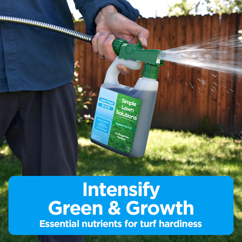 man spraying liquid fertilizer to lawn