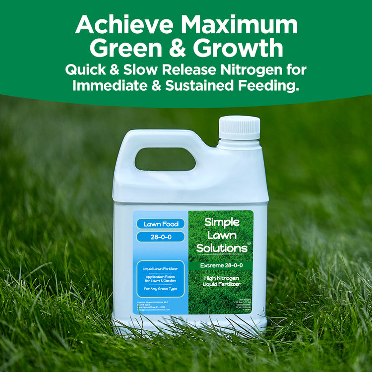 High nitrogen fertilizer on a green lawn