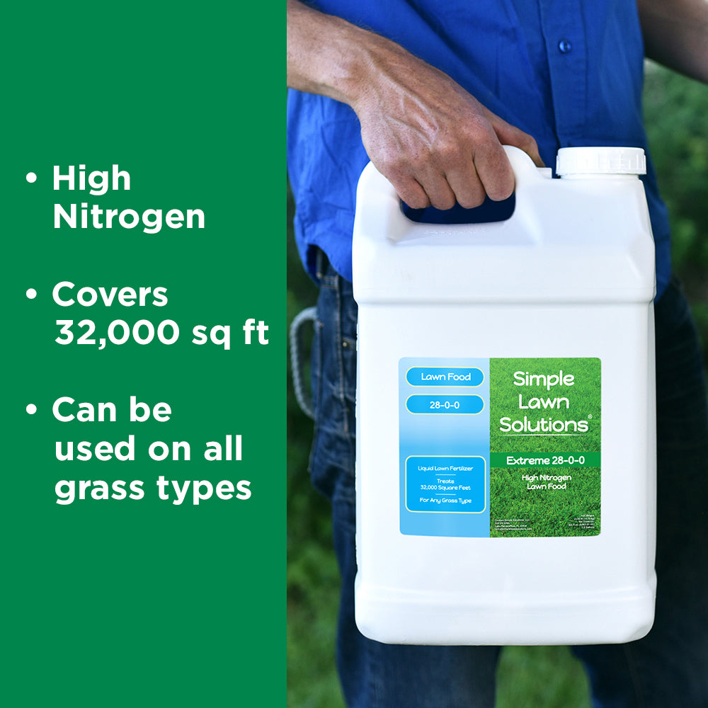 2.5 gallon lawn fertilizer covering 32,000 square feet
