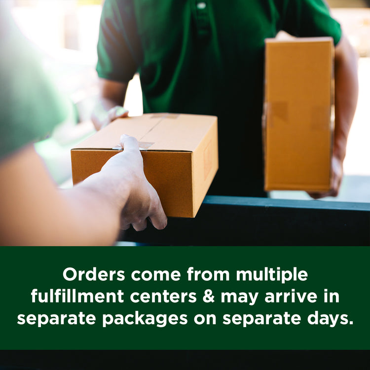 Orders come from multiple fulfillment centers and may arrive in separate packages on separate days.