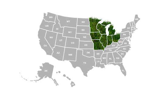 Map of the United States of America with the Midwestern States highlighted in green
