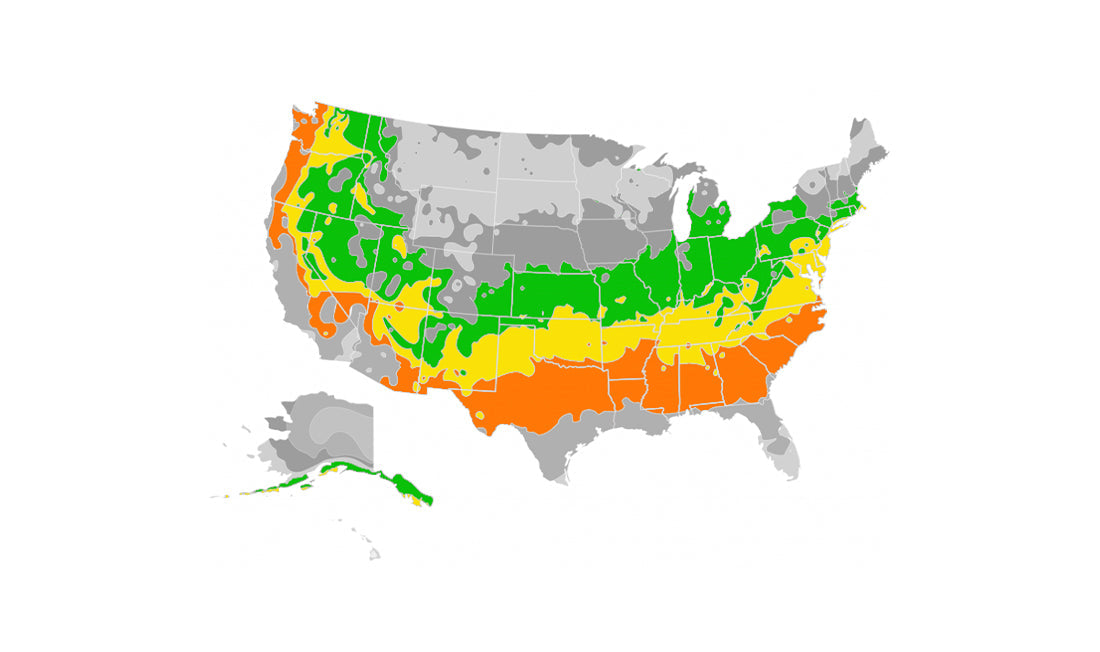 Map of the United States divided into the climate zones