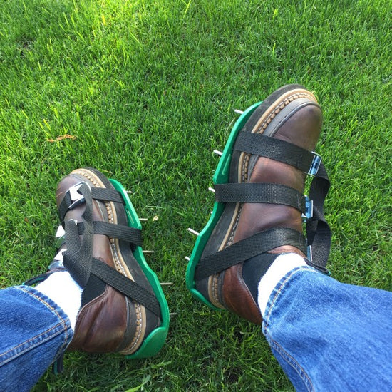 shoes with lawn aerators