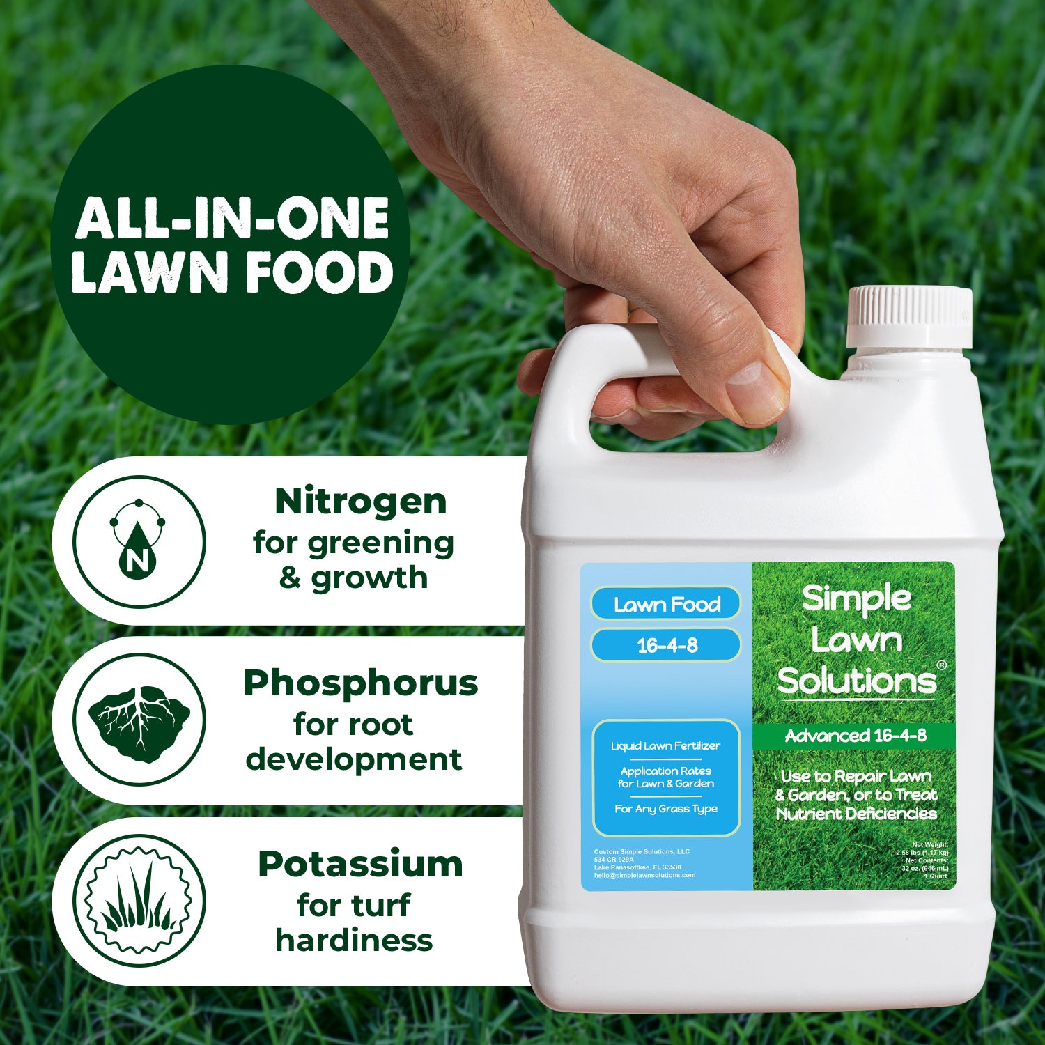 organic liquid npk fertilizer Lawn Food: 16-4-8 Complete Balanced NPK Fertilizer (1 Quart)