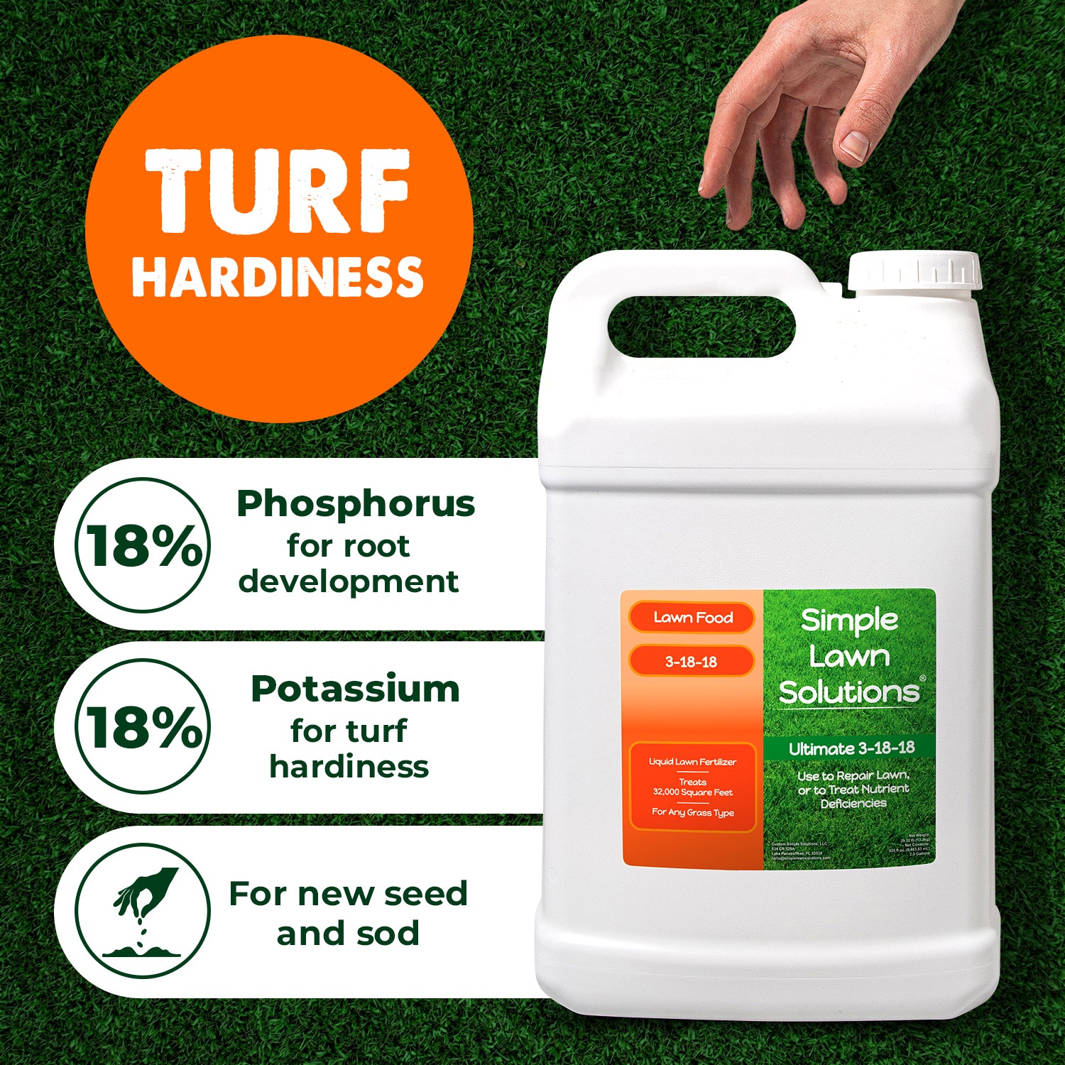 phosphorus and potassium fertilizer for plants Ultimate 3-18-18 NPK- Lawn Food Liquid Fertilizer- Easy to Use Concentrated Spray- Any Grass Type- Summer & Fall Nutrients- Simple Lawn Solutions -