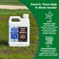 A white plastic bottle of Simple Grow Solutions Seaweed & Humic Acid Concentrated Soil Treatment sits on green grass. The left side of the image features a green background with product details, including &