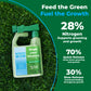 High Nitrogen lawn food on green grass background 28% nitrogen with 70% quick release and 30% slow release.