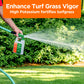 fertilizer applied with hose-end sprayer to green lawn