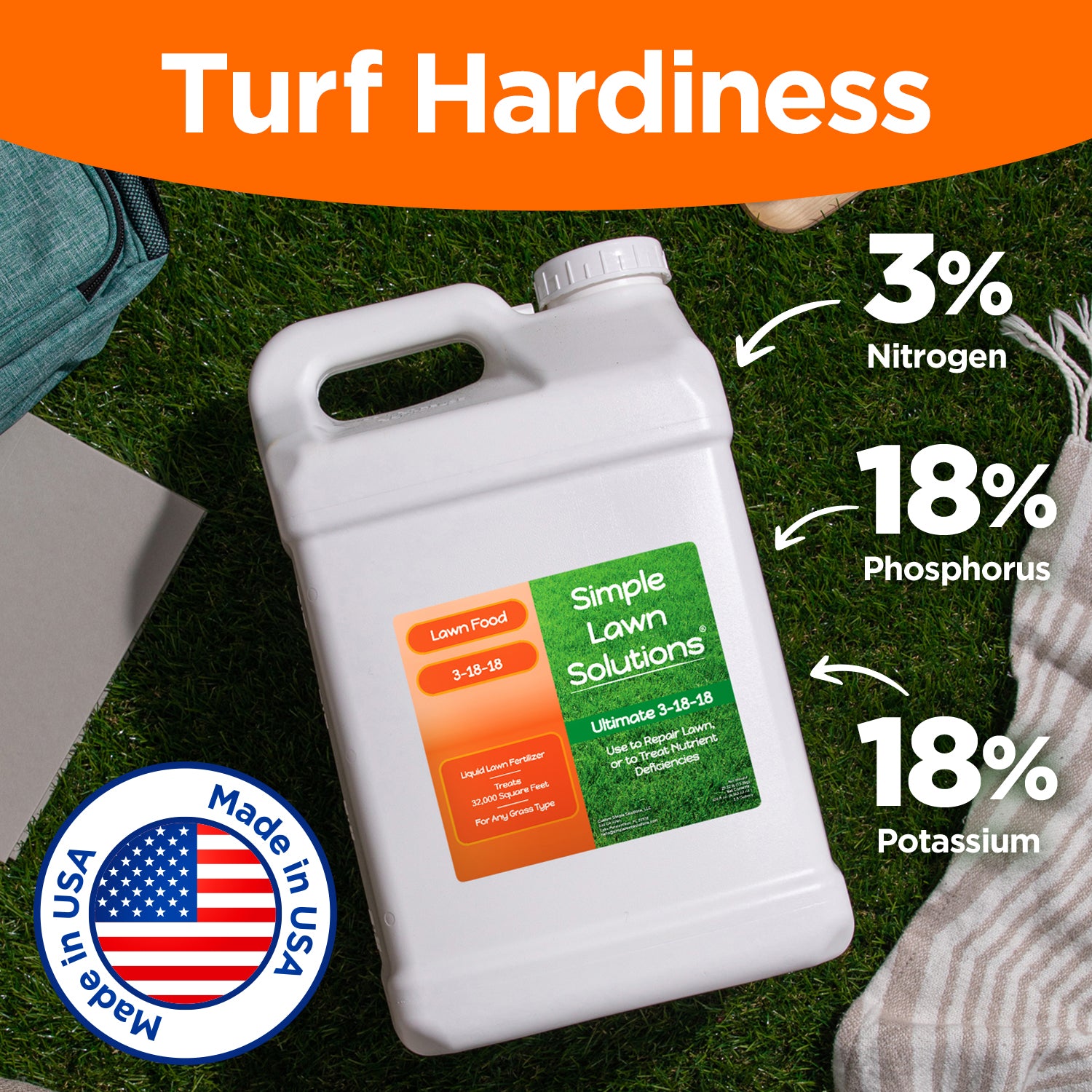 phosphorus and potassium fertilizer for plants Ultimate 3-18-18 NPK- Lawn Food Liquid Fertilizer- Easy to Use Concentrated Spray- Any Grass Type- Summer & Fall Nutrients- Simple Lawn Solutions -