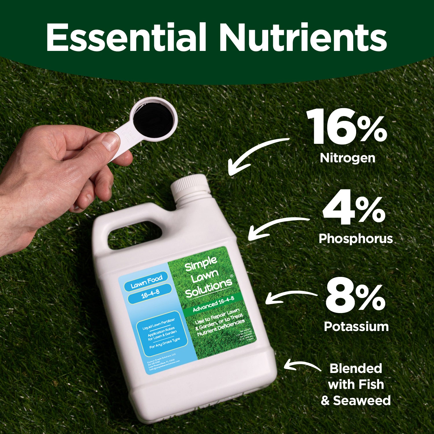 fertilizer primary nutrients Lawn Food: 16-4-8 Complete Balanced NPK Fertilizer (1 Quart)