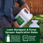 Man pouring liquid iron fertilizer into spray tank for application on lawn, at a rate of 3 ounces per 1 gallon of water.