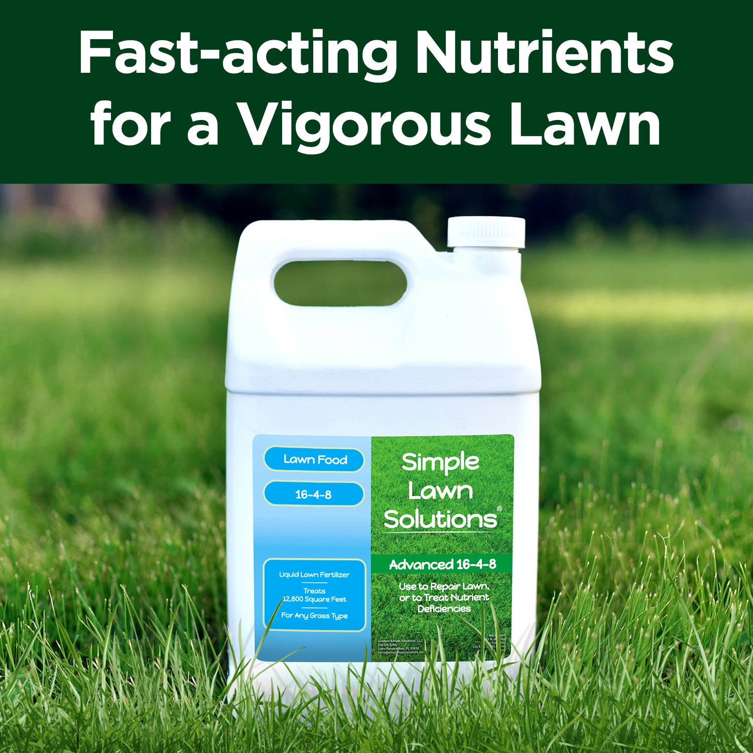 fast acting fertilizer for plants Advanced 16-4-8 Lawn Fertilizer - Liquid Lawn Food Spring & Summer Concentrated Spray - Any Grass Type- Fish and Seaweed Kelp- Balanced NPK