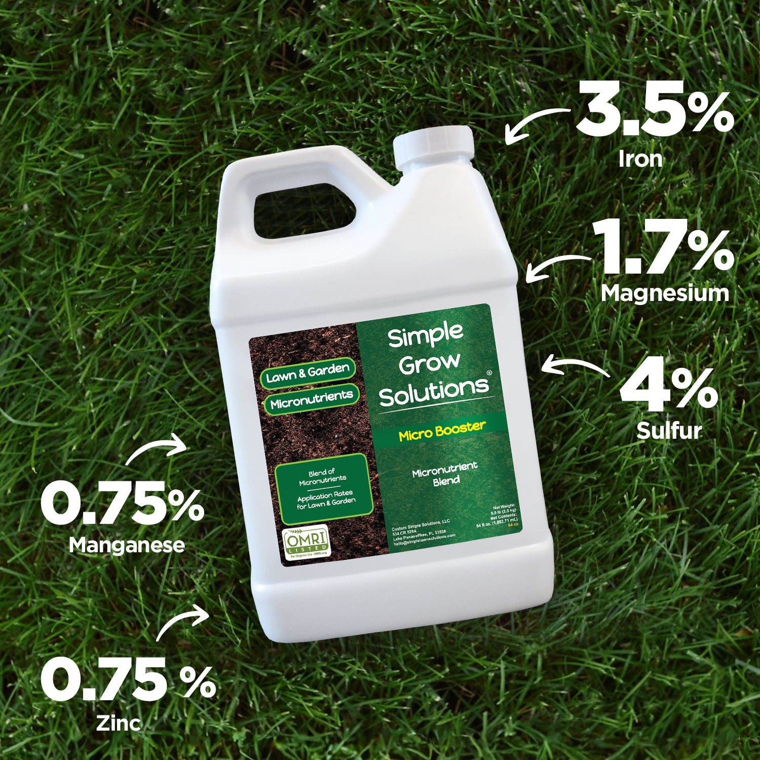 micro nutrient fertilizer Micro Booster: Organic Complexed Micronutrient Fertilizer For Lawn and Garden (Half Gallon)