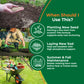 An informational lawn care graphic with a dark green background and text reading &