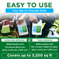 An informational product graphic for a Simple Lawn Solution herbicide spray bottle, showing two ways to use it: hose-end sprayer and tank sprayer. The image features a split-screen demonstration with a person&