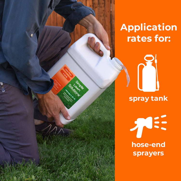 fertilizer with hose-end and tank sprayer application rates