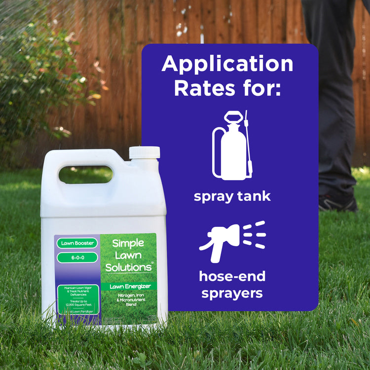 liquid fertilizer with application rates for spray tank and hose-end sprayer