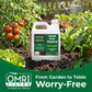 Micro booster by simple grow solutions in front of a garden scene with OMRI listed badge