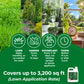 Micro Booster Application rates for lawn, garden and houseplants covers 3,200 square feet.