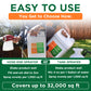 An informational comparison graphic for a garden spray product, showing two people choosing between hose-end sprayer and tank sprayer methods. Large text reads &
