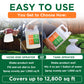 Promotional graphic for a Simple Lawn Care tank sprayer, showing two side-by-side panels of people using the product in a backyard. The left panel shows a hose-end sprayer, and the right panel shows a tank sprayer being filled.
