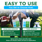 An instructional comparison graphic showing two ways to use Simple Lawn Solutions herbicide: a hose-end sprayer on the left and a tank sprayer on the right. The image features a split-screen layout with text instructions for each method, set against a green grassy background with a blue header reading &