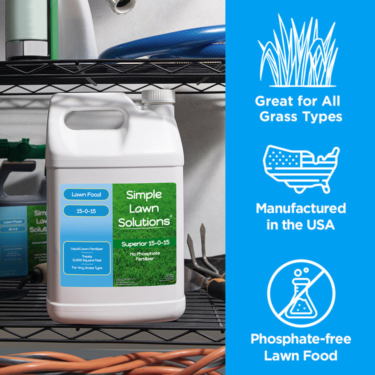 Lawn fertilizer with nitrogen and potassium in garage, that works for all  grasses, is made in usa and phosphorus free