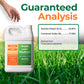 A white plastic jug of Simple Lawn Solutions Lawn Food 0-0-25 fertilizer shown on a grassy background with large text reading &