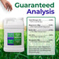 A white plastic jug of Lawn Energizer Simple Lawn Solutions K-8-8-8 fertilizer shown next to a green grass background with a large &