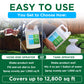 Promotional graphic for a Simple Lawn Care liquid fertilizer, showing a split-screen demonstration of two ways to use the product: hose-end sprayer and tank sprayer. The image features a split background of a person watering a lawn on the left and mixing the product in a garden on the right.
