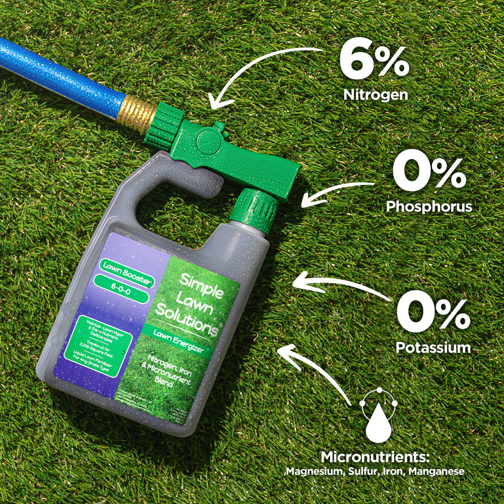 Lawn fertilizer with sprayer on a green lawn