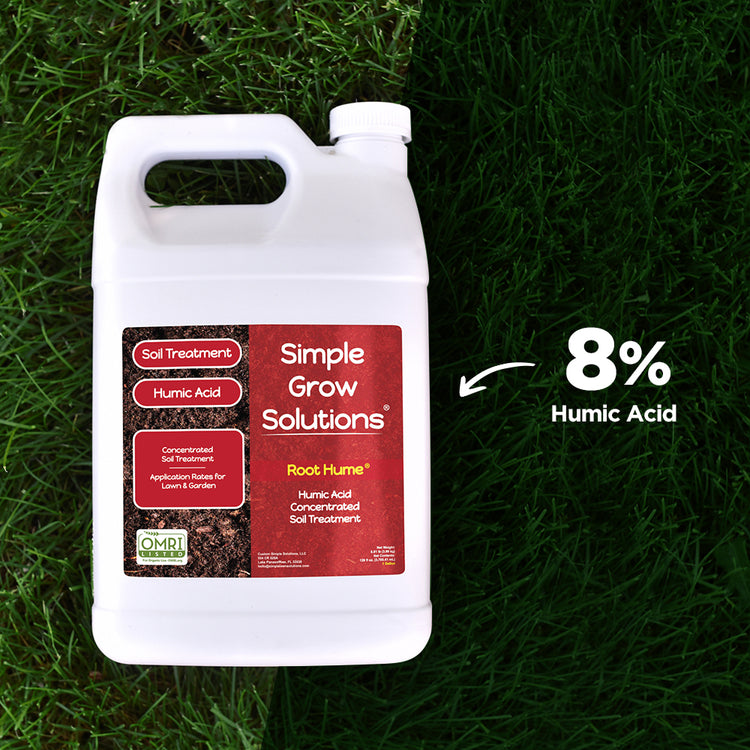 Humic Acid fertilizer on a green lawn