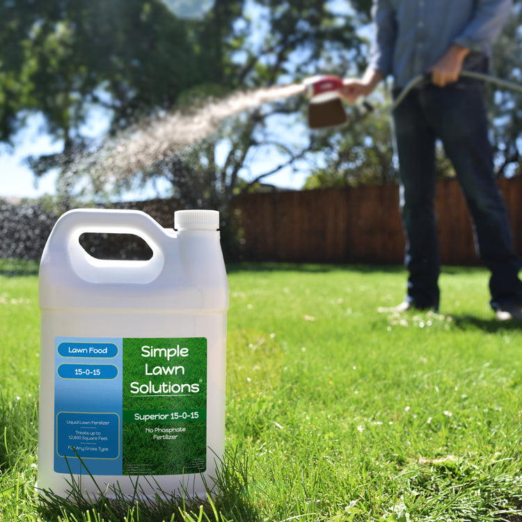 15-0-15 Phosphorus Free Lawn Fertilizer applied with ortho sprayer to a lush green lawn