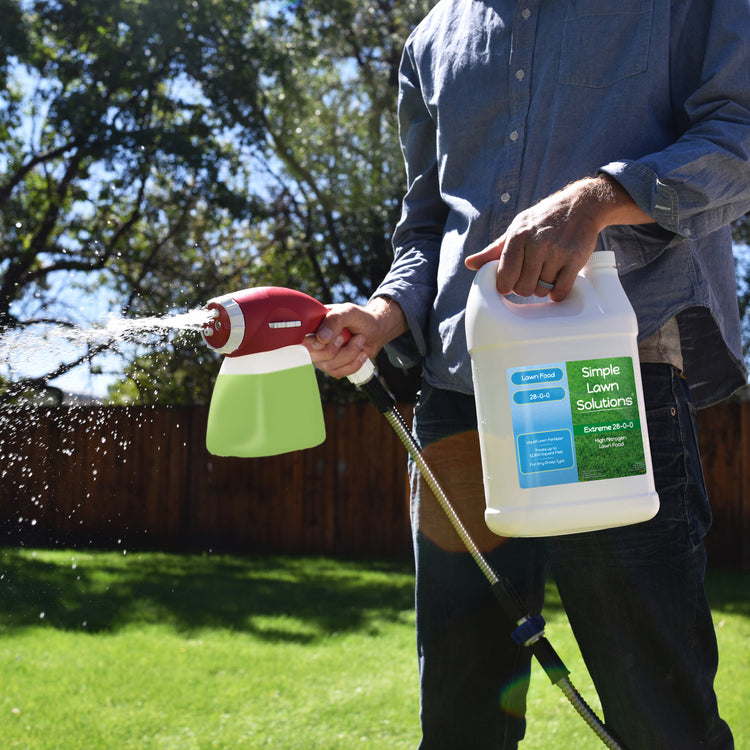 Applying Simple Lawn Solutions High Nitrogen Lawn Food with the ortho hose-end sprayer