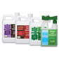 Simple Lawn Solutions Phosphorus Free Lawn Care Bundle products Sea Hume, Root Hume, Darker Green, and 28-0-0 Lawn Food in 32 ounces on a white background