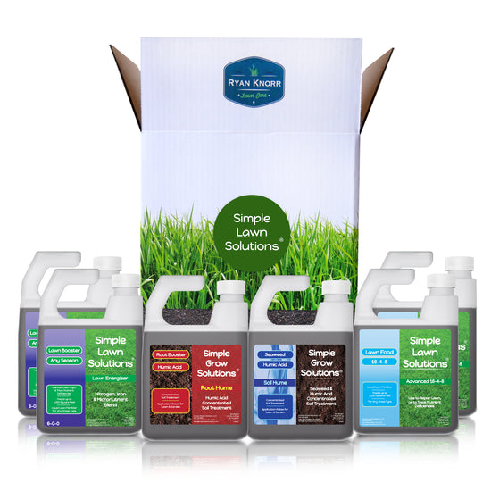 Simple Lawn Solutions and Ryan Knorr Lawn Essentials Bundle Box - Lawn Energizer, Soil Hume, Root Hume, 16-4-8 Lawn Food