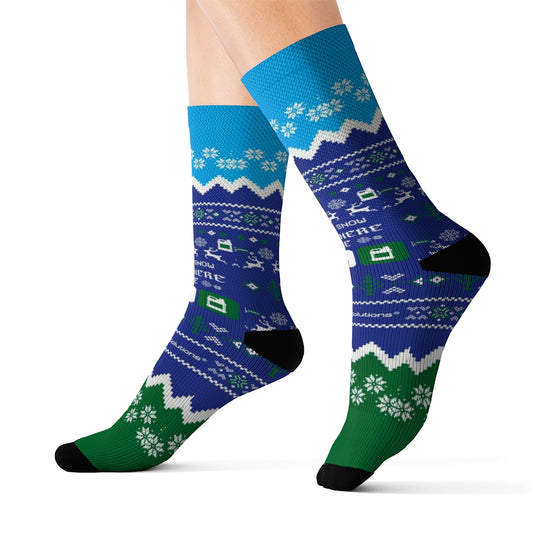 Simple Lawn Solutions Holiday Socks Designs, Let it Snow Somewhere Else