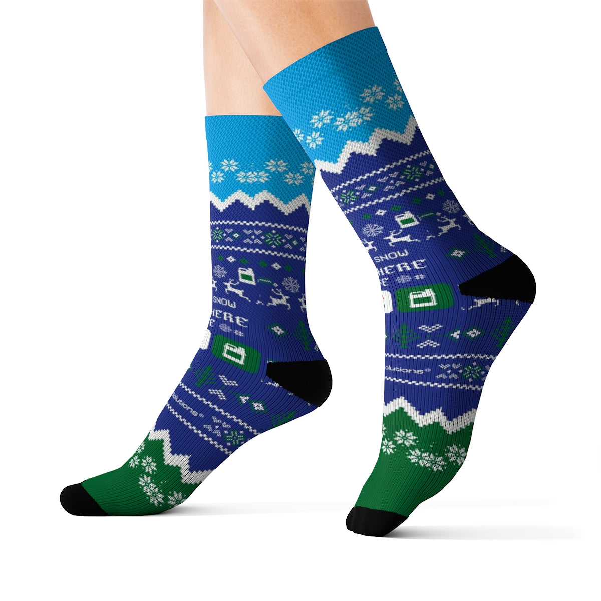 Simple Lawn Solutions Holiday Socks Designs, Let it Snow Somewhere Else