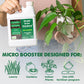 Microbooster with iconography indicating for lawns, indoor plants, gardens and use with fertilizer program