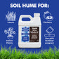 seaweed Soil Hume with iconography indicating for lawns, indoor plants, gardens and use with fertilizer program